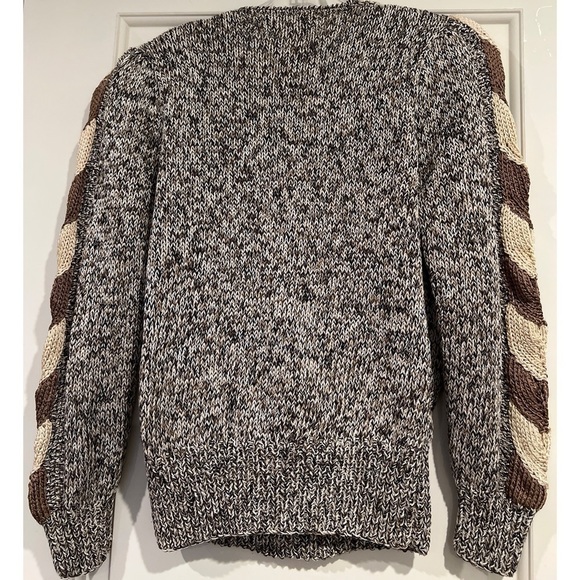 Vintage NANNELL V-NECK HAND KNIT SWEATER WITH PADDED SHOULDERS - SIZE S - Picture 5 of 8